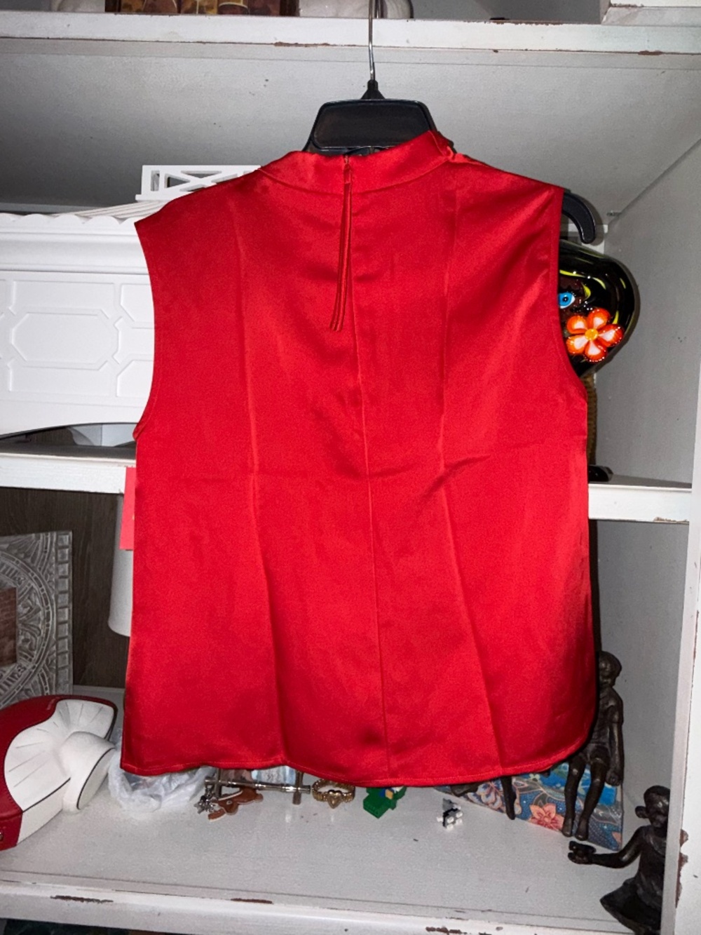 Spanx Small S red sleeveless silky smooth top draped cowl neckline - Picture 7 of 8